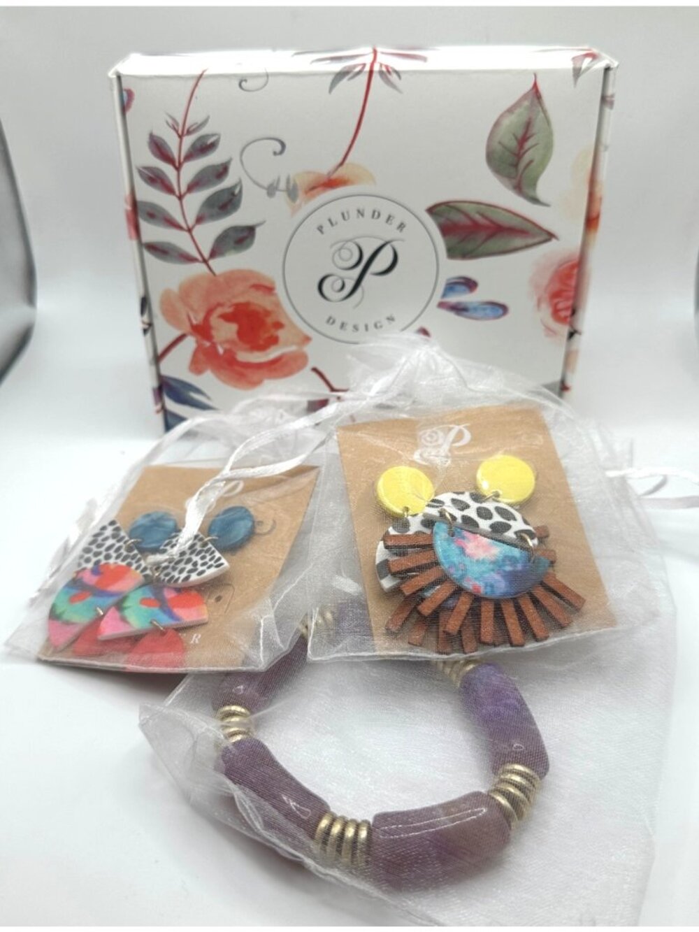 Plunder Design Jewelry Posse Box June Purple Bracelet Earrings Set of 3 total